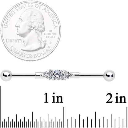 14G Clear CZ Gem Fashionista Industrial Barbell 38mm