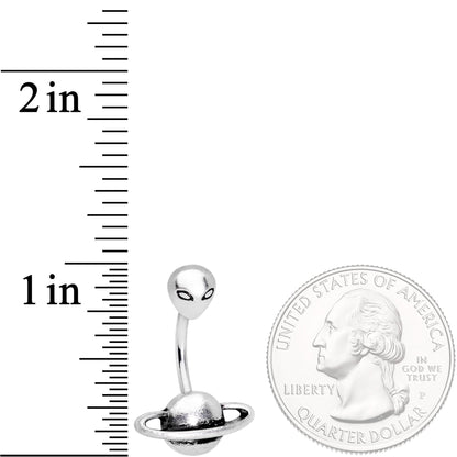 Alien Face Planet Saturn Double Mount Belly Ring