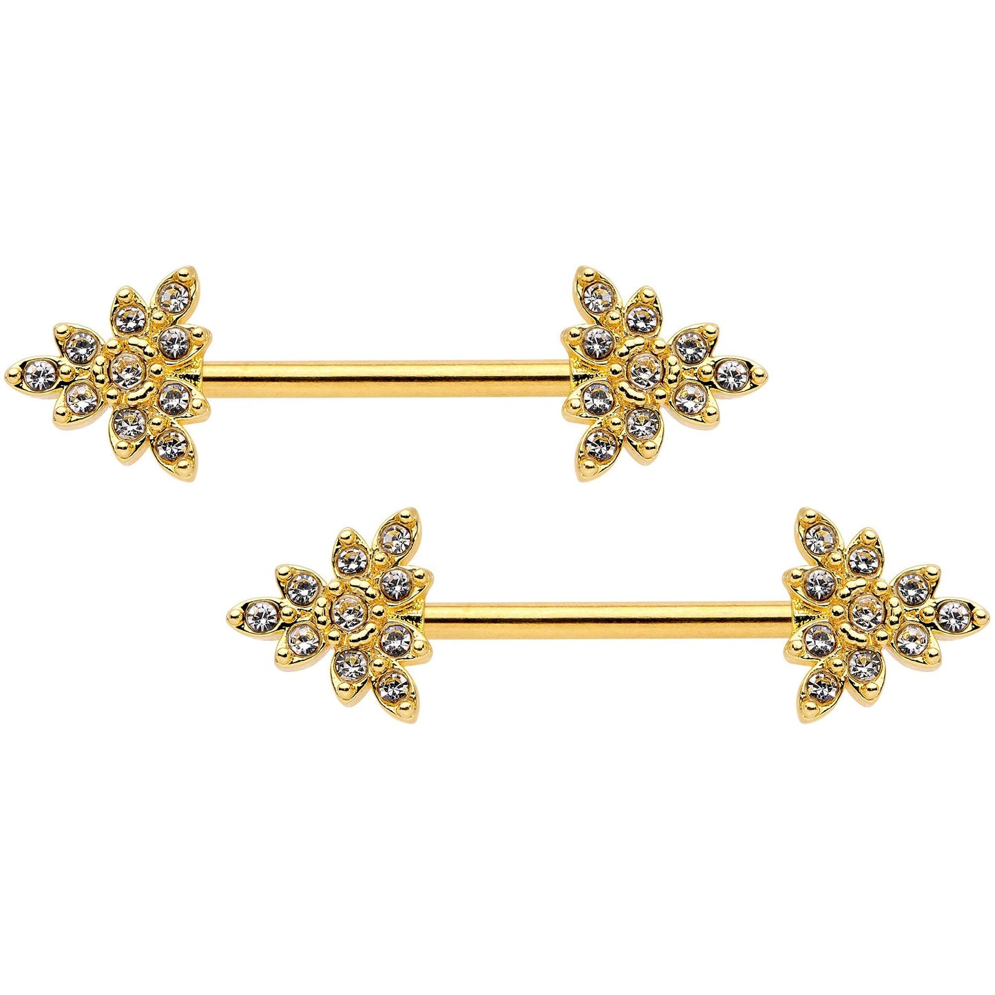 14G 9/16 Clear CZ Gem Elegant Triangle Nipple Ring Set