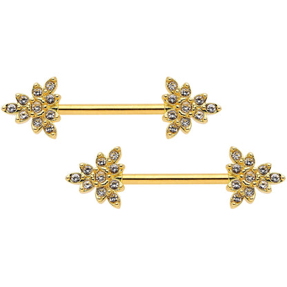 14G 9/16 Clear CZ Gem Elegant Triangle Nipple Ring Set