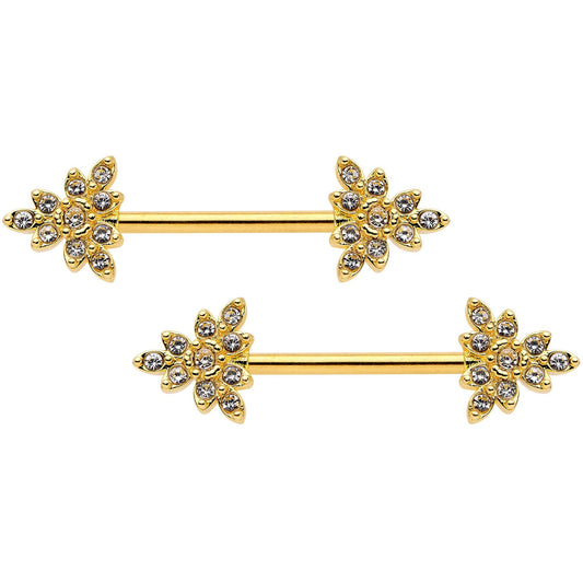 14G 9/16 Clear CZ Gem Elegant Triangle Nipple Ring Set