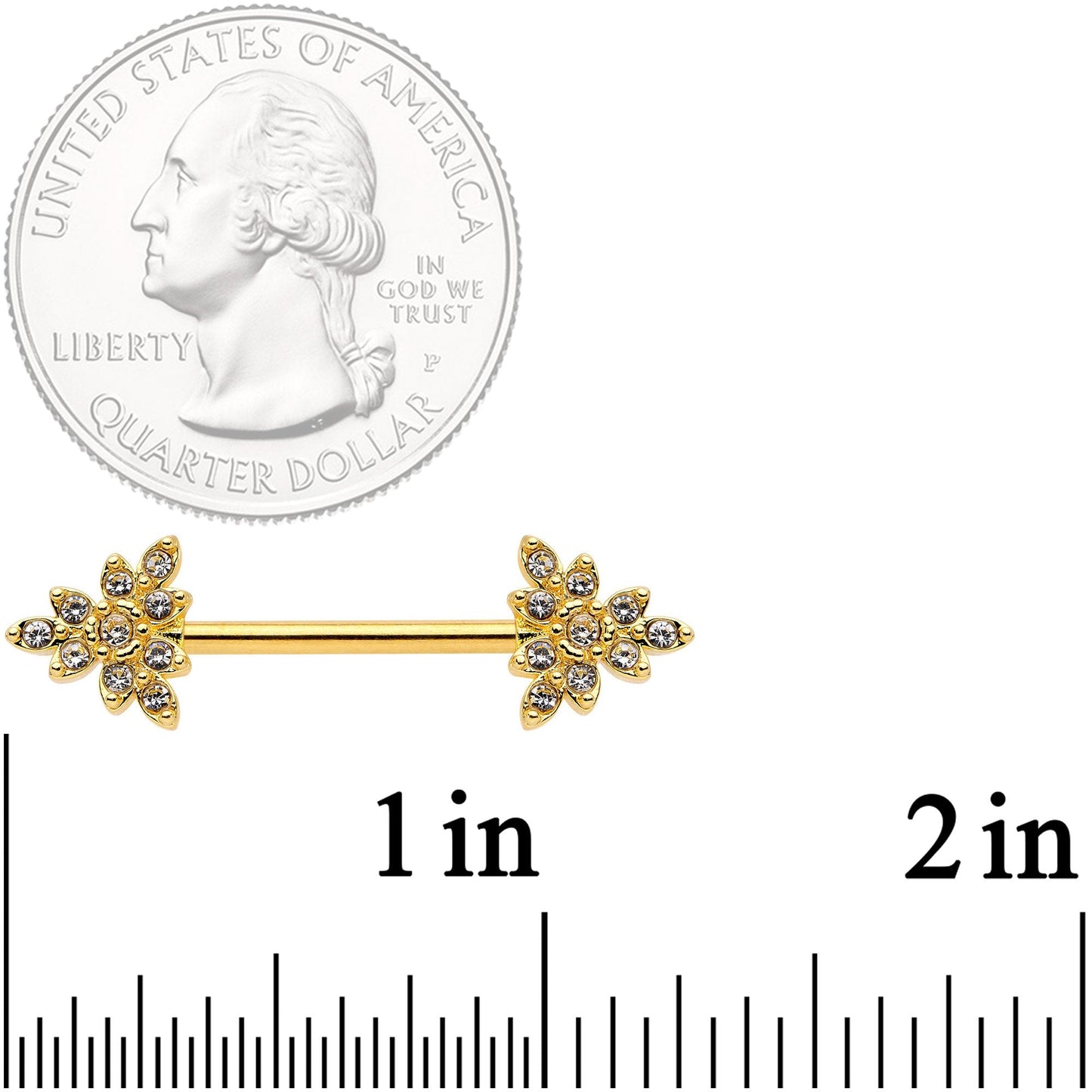 14G 9/16 Clear CZ Gem Elegant Triangle Nipple Ring Set