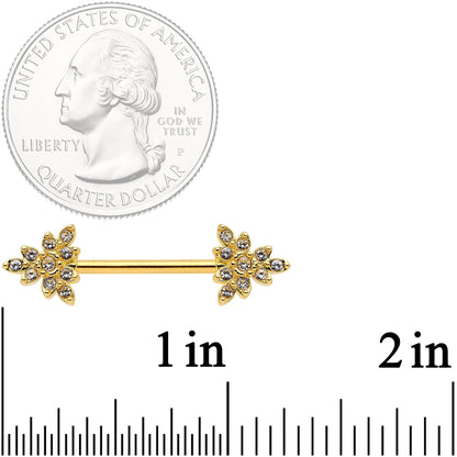 14G 9/16 Clear CZ Gem Elegant Triangle Nipple Ring Set