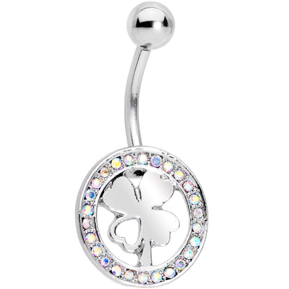 Aurora Gem Variety St Patricks Day Shamrock Belly Ring Set of 4