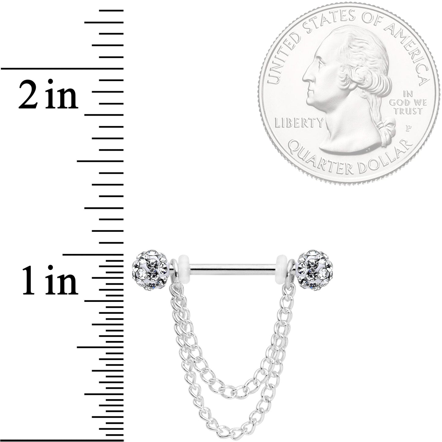 14G Clear Gem End Chain Dangle Nipple Ring Set