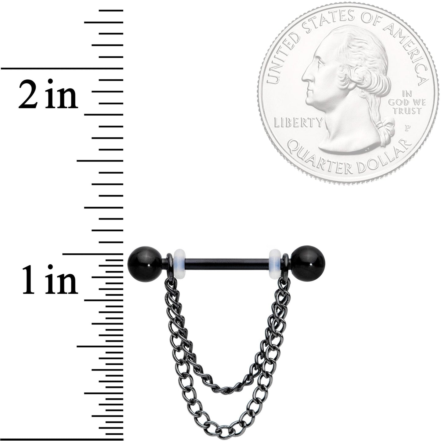 14G Black Chain Dangle Nipple Ring Set