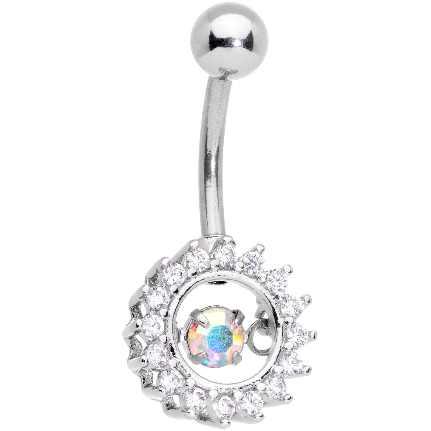 Clear Aurora Gem Purple Pearlescent Fashion Belly Ring Set of 3