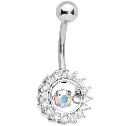Clear Aurora Gem Purple Pearlescent Fashion Belly Ring Set of 3