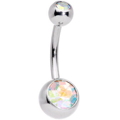 Clear Aurora Gem Purple Pearlescent Fashion Belly Ring Set of 3