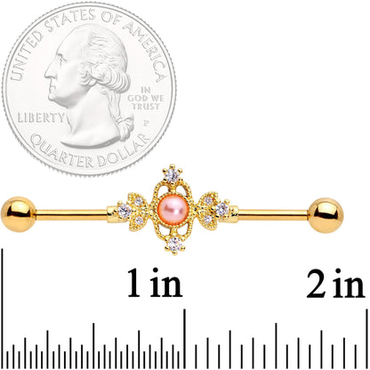 14G Clear CZ Gem Pink Orb Fit for a Queen Industrial Barbell 38mm