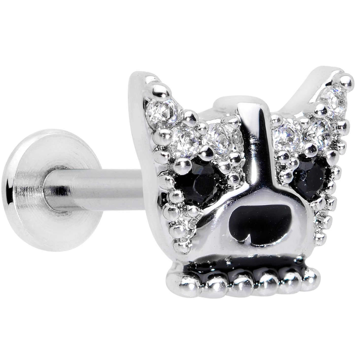 16G 5/16 Clear CZ Gem Bulldog Labret Monroe Tragus