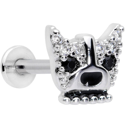 16G 5/16 Clear CZ Gem Bulldog Labret Monroe Tragus