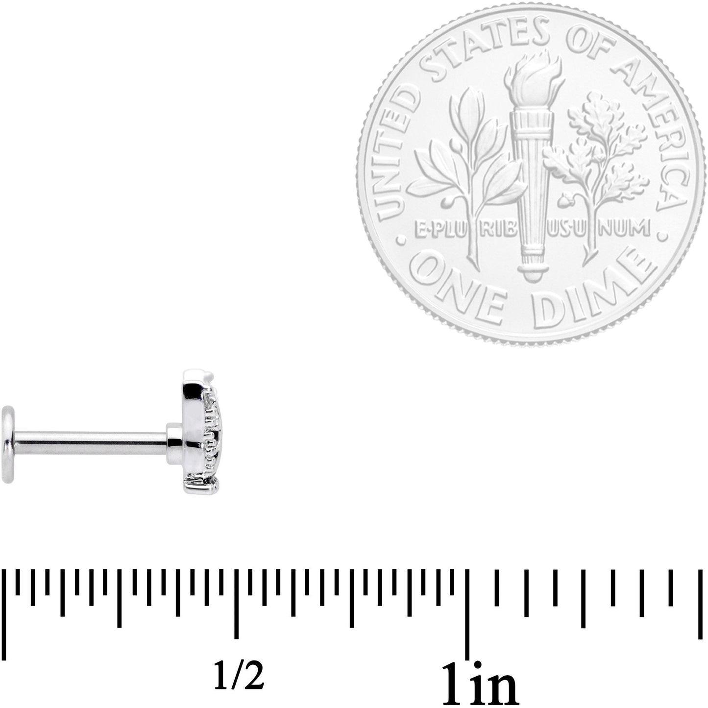 16G 5/16 Clear CZ Gem Bulldog Labret Monroe Tragus