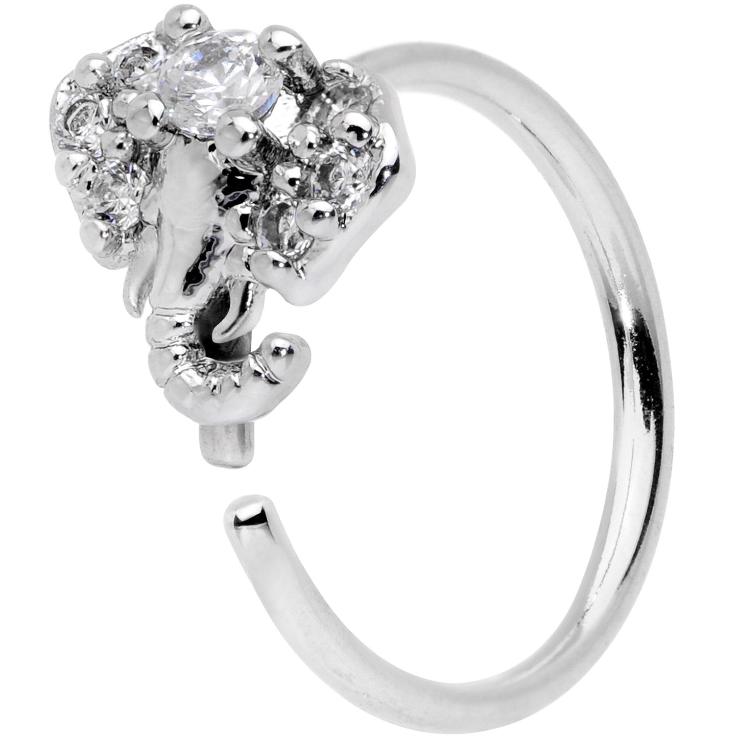 20G 5/16 Clear Gem Enticing Elephant Nose Hoop