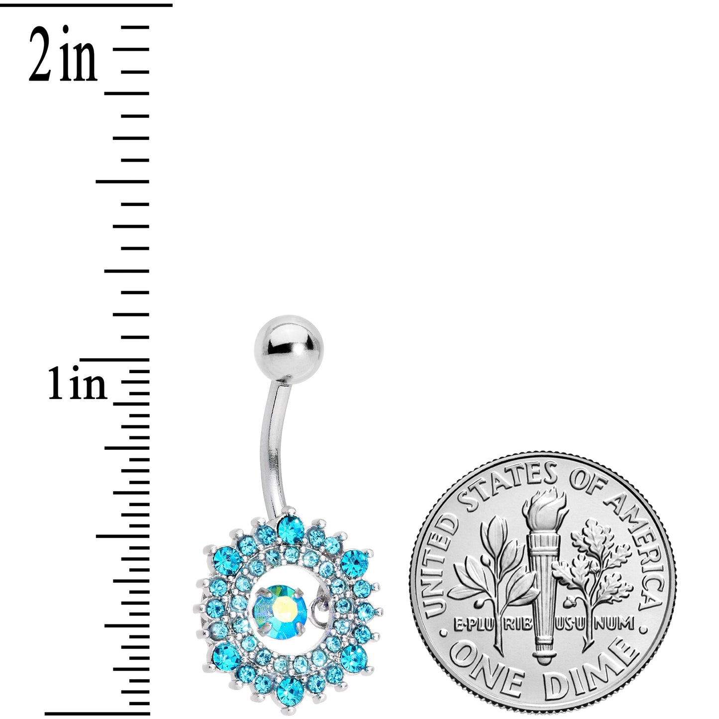 Aqua Gem Elegant Dance Wreath Belly Ring