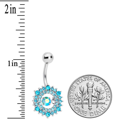 Aqua Gem Elegant Dance Wreath Belly Ring