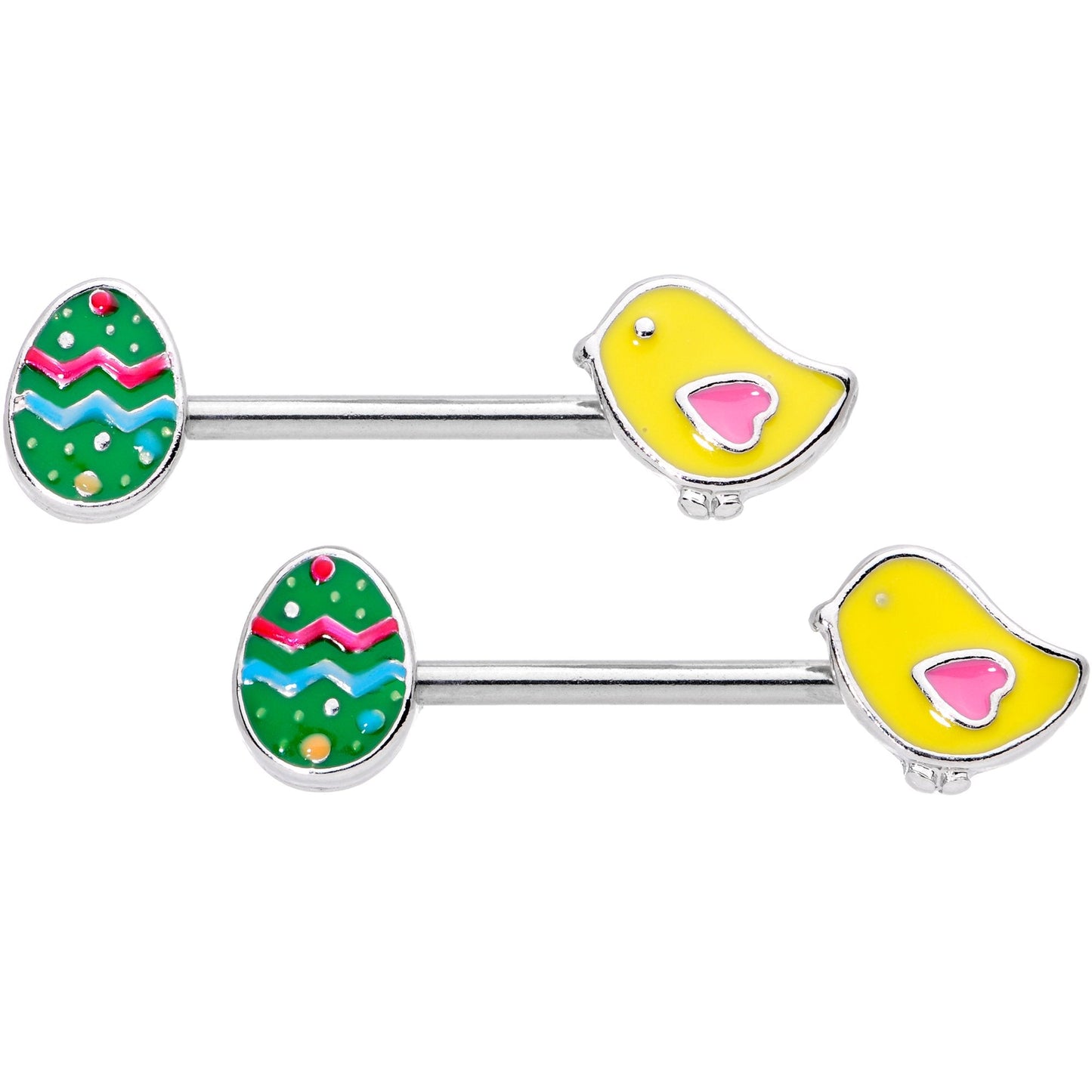 14G 5/8 Easter Egg and Chick Barbell Nipple Ring Set