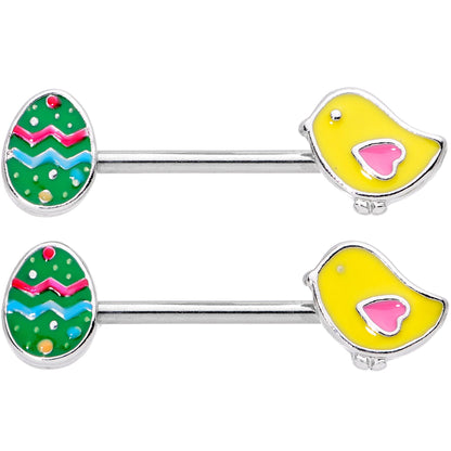 14G 5/8 Easter Egg and Chick Barbell Nipple Ring Set