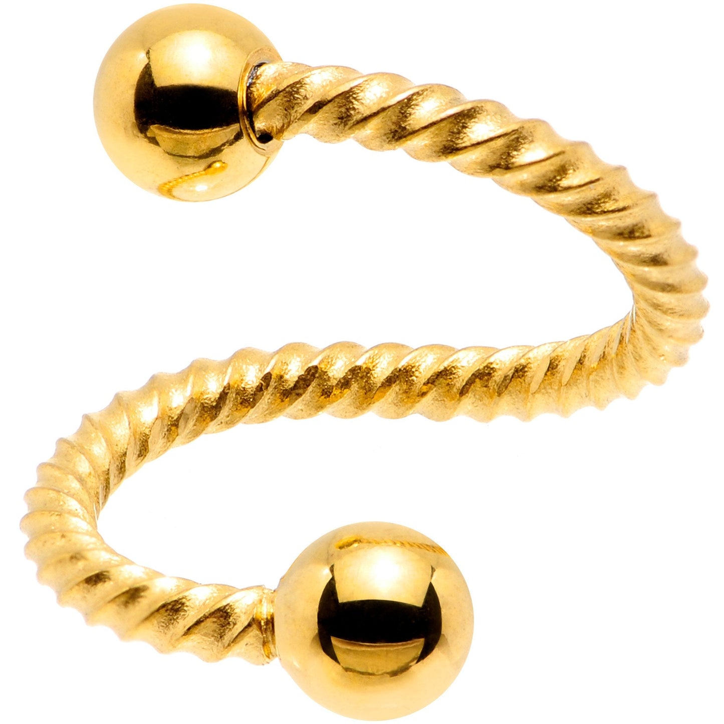 14G 3/8 Gold Tone Twisted Spiral Twister Belly Ring