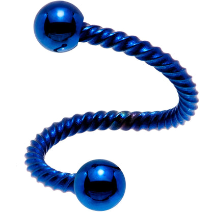 14G 3/8 Blue Totally Twisted Spiral Twister Ring
