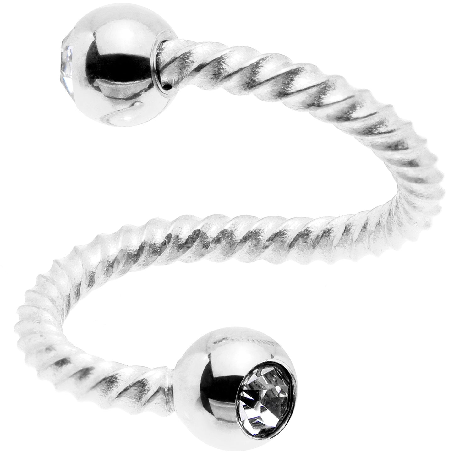 14G 3/8 Clear Gem Twist Spiral Twister Belly Ring