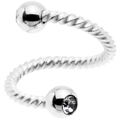 14G 3/8 Clear Gem Twist Spiral Twister Belly Ring
