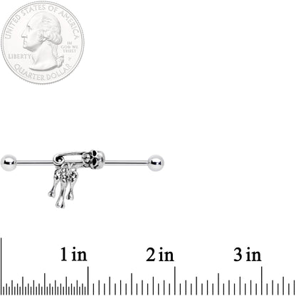 14G Skull Bones Safety Pin Halloween Industrial Barbell 38mm