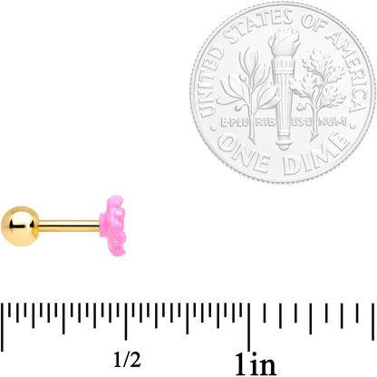 16G 1/4 Clear Gem Gold Tone Pink Flower Tragus Cartilage Earring