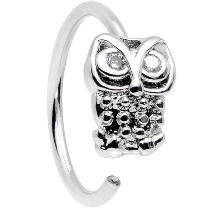 20G 5/16 Clear CZ Gem All About Owl Nose Hoop
