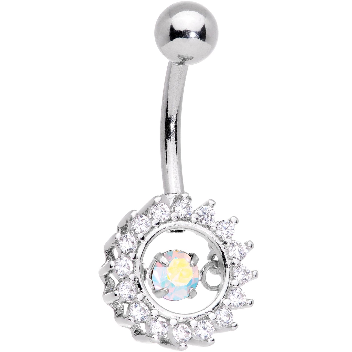 Clear Aurora Gem Elegant Dance Crown Belly Ring