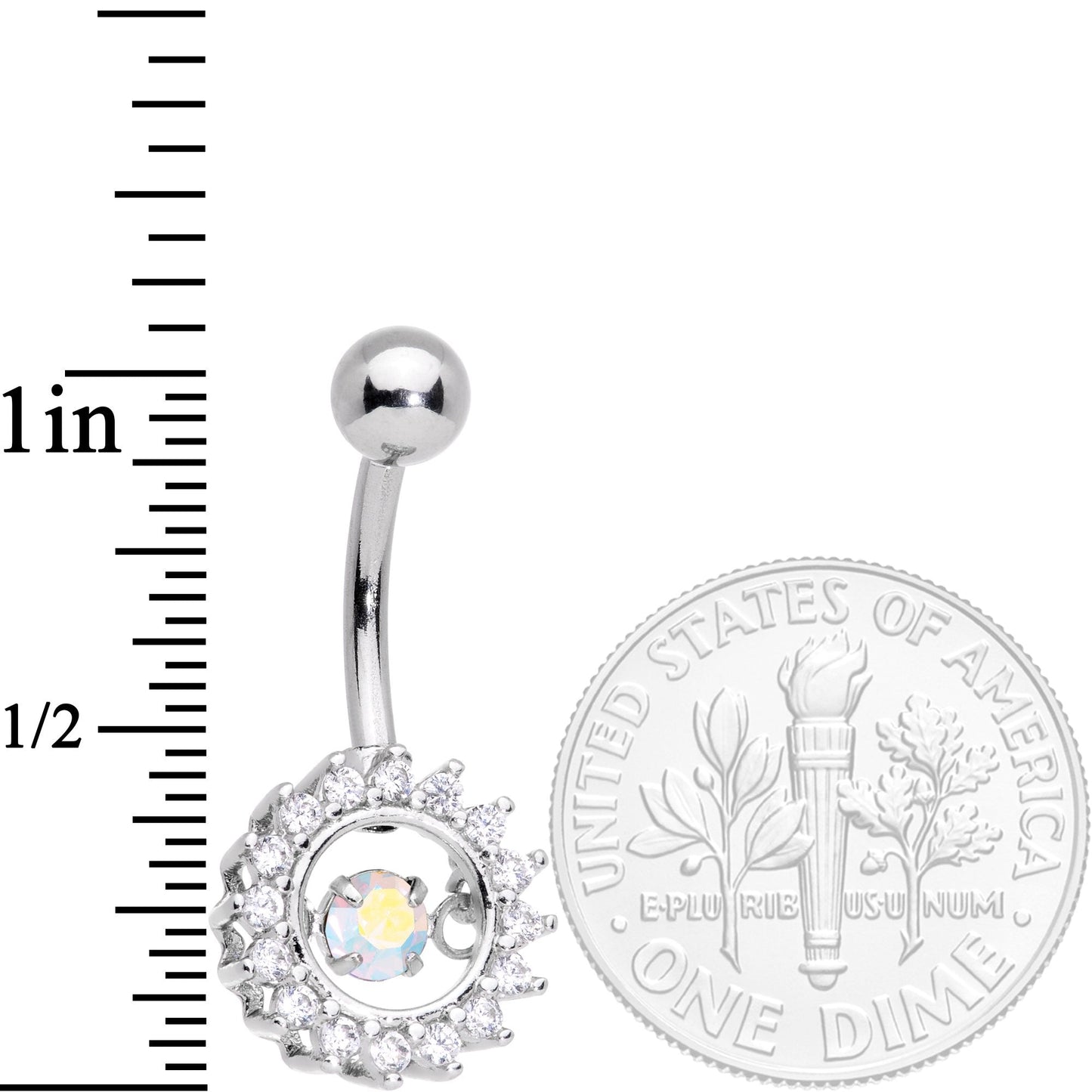 Clear Aurora Gem Elegant Dance Crown Belly Ring
