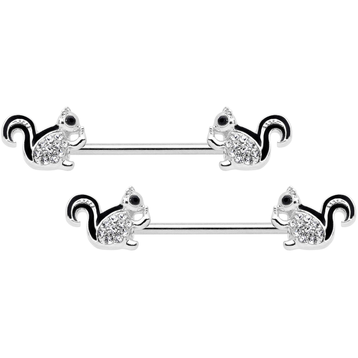 14G Clear Gem Squirrel BCR Barbell Nipple Ring Set of 4