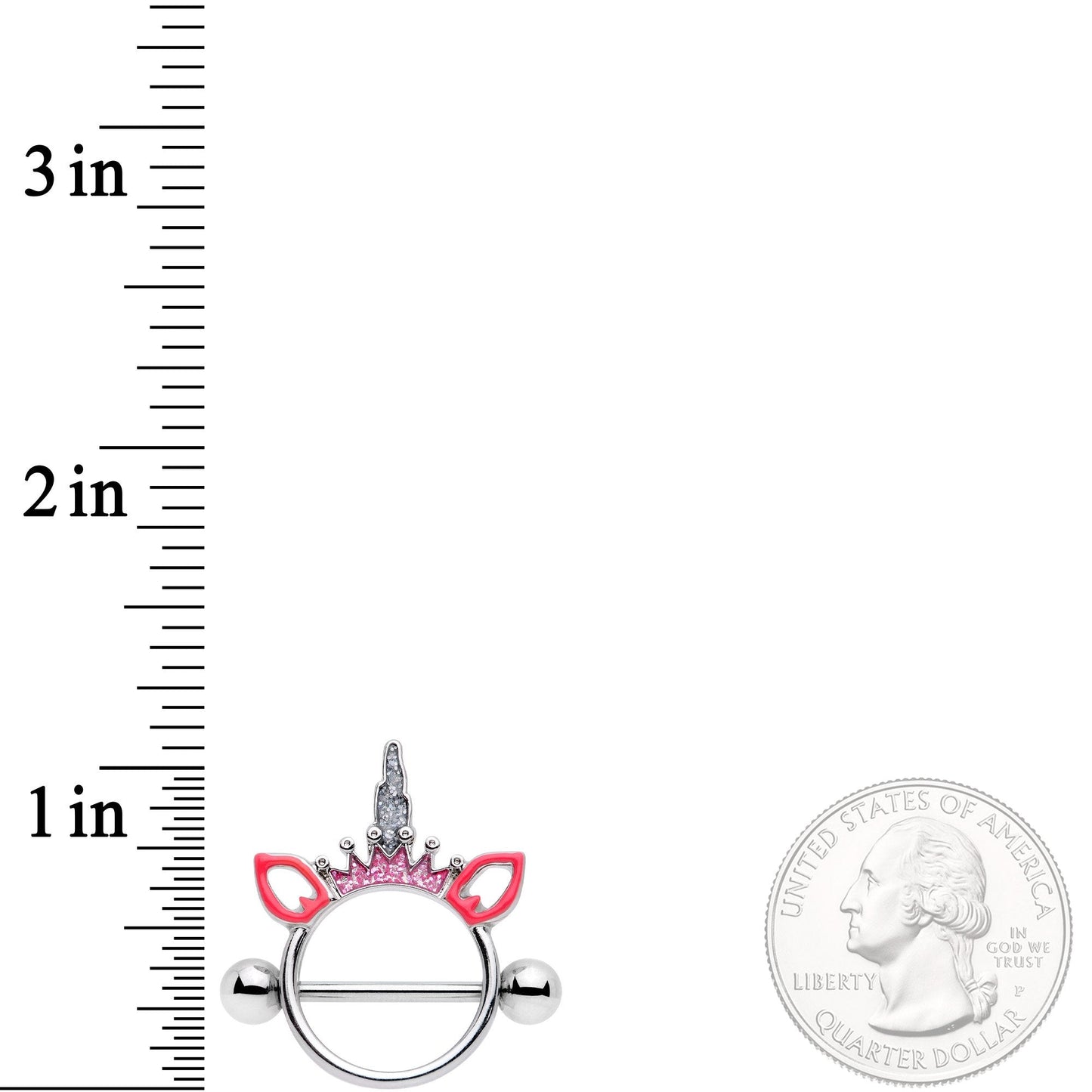 14G Clear Gem Pink Princess Unicorn Nipple Shield Set