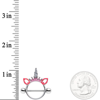14G Clear Gem Pink Princess Unicorn Nipple Shield Set