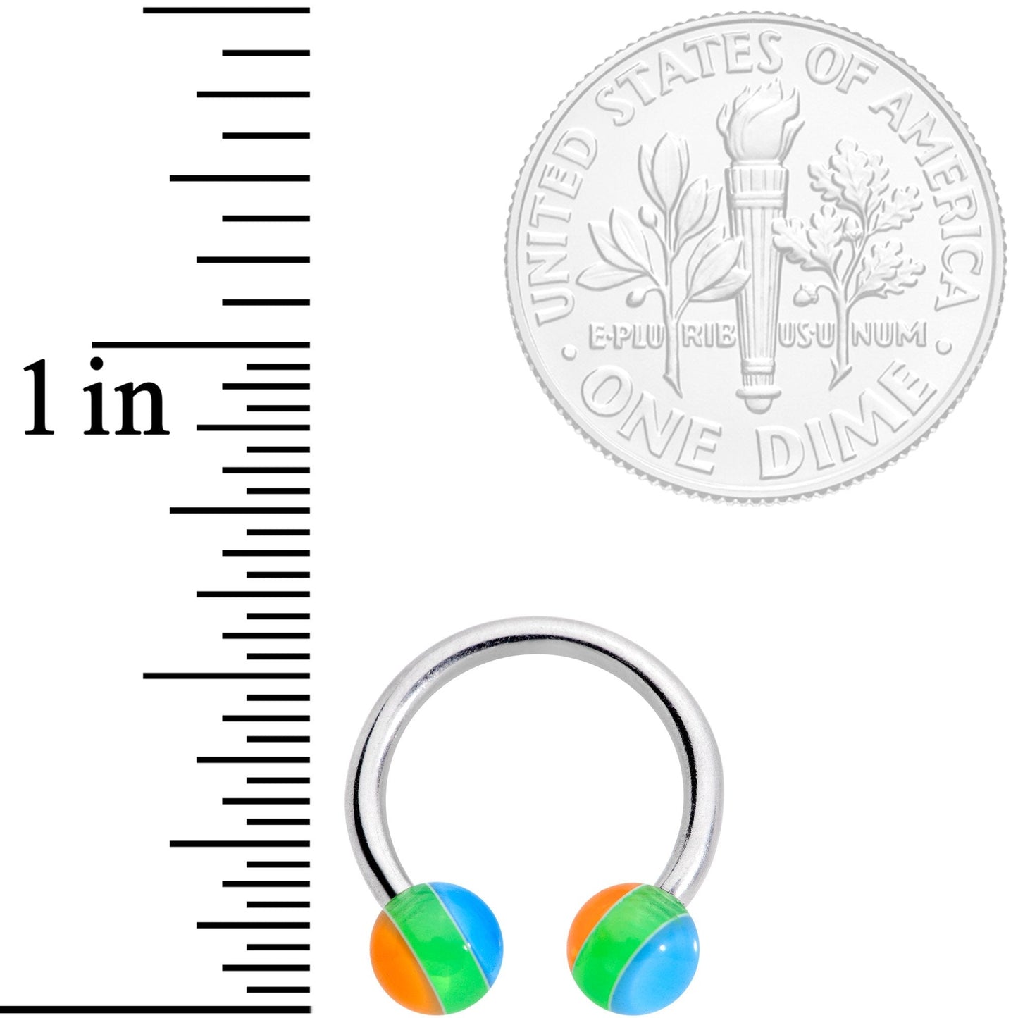 14G 7/16 Beach Ball Acrylic Ball Horseshoe Circular Barbell