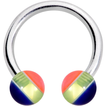 14G 7/16 Deco Stripe Acrylic Ball Horseshoe Circular Barbell