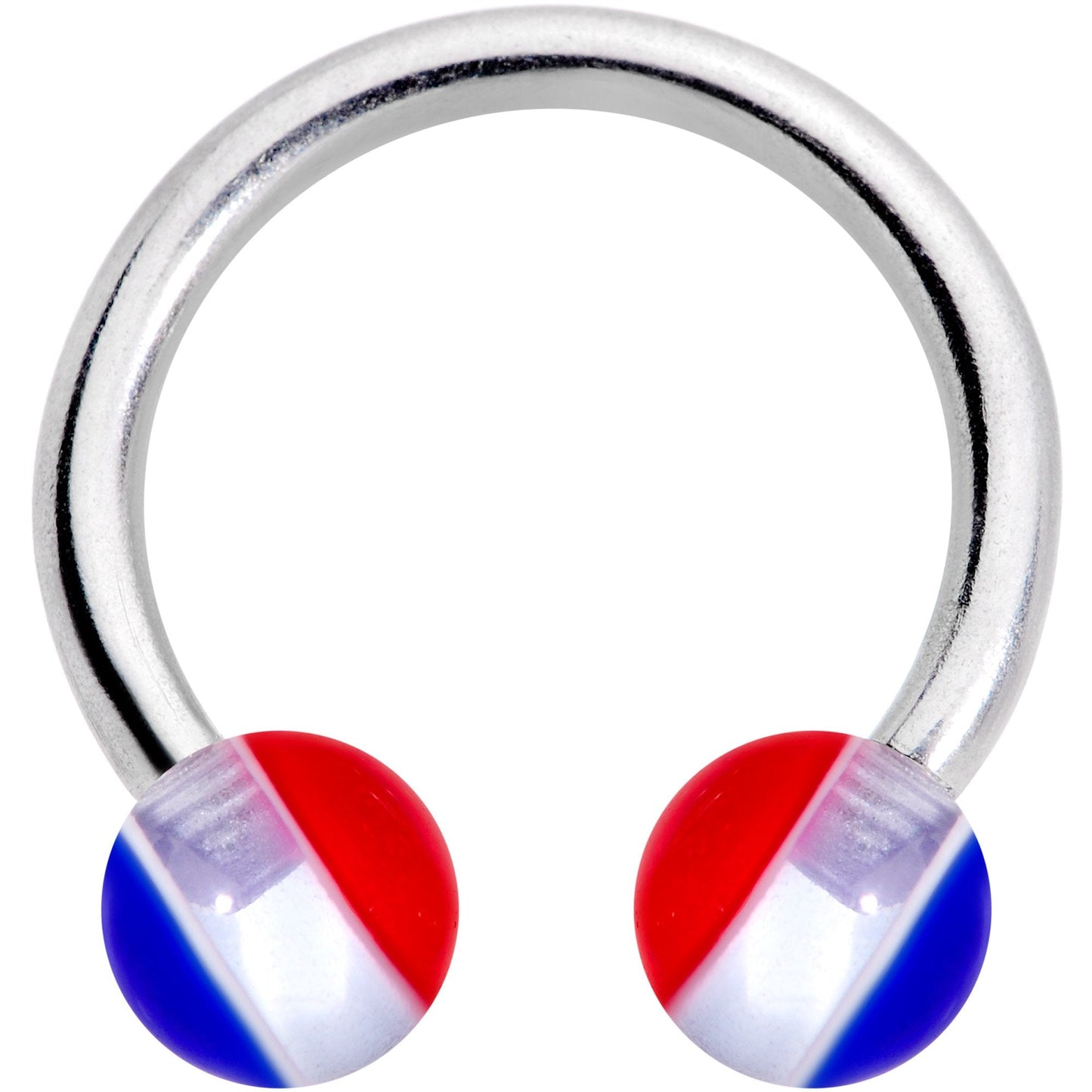 14G 7/16 USA Stripe Acrylic Ball Horseshoe Circular Barbell