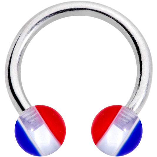 14G 7/16 USA Stripe Acrylic Ball Horseshoe Circular Barbell