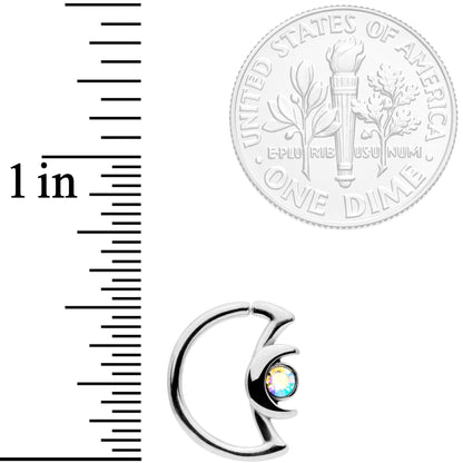 16G 3/8 Aurora Gem Crescent Moon Closure Ring
