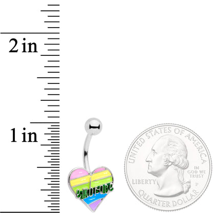 Embrace Pastel Rainbow Heart Dangle Belly Ring