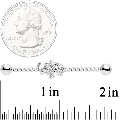 14G Clear Gem Elephant Industrial Barbell 38mm