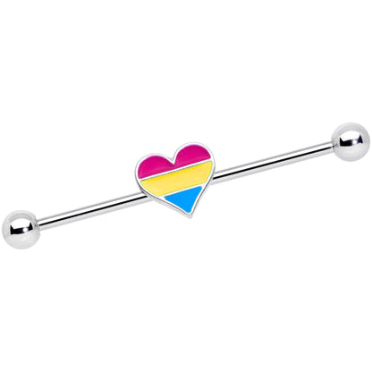14G Red Yellow Blue Pansexual Pride Heart Barbell Industrial 38mm