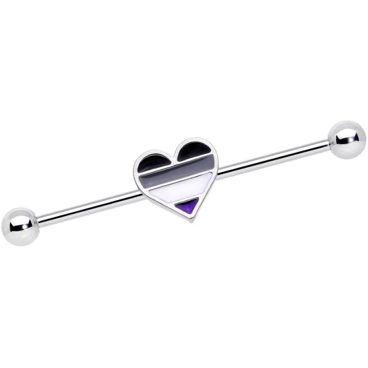 14G Black Grey White Asexual Pride Heart Barbell Industrial 38mm