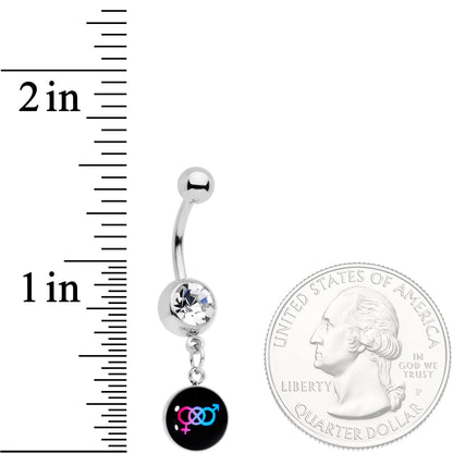 Clear Gem Bisexual Pride Flag Dangle Belly Ring