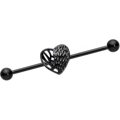 14G Black Angels Wing Industrial Barbell 38mm