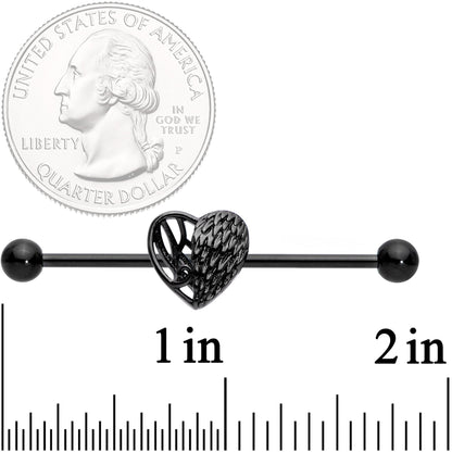 14G Black Angels Wing Industrial Barbell 38mm