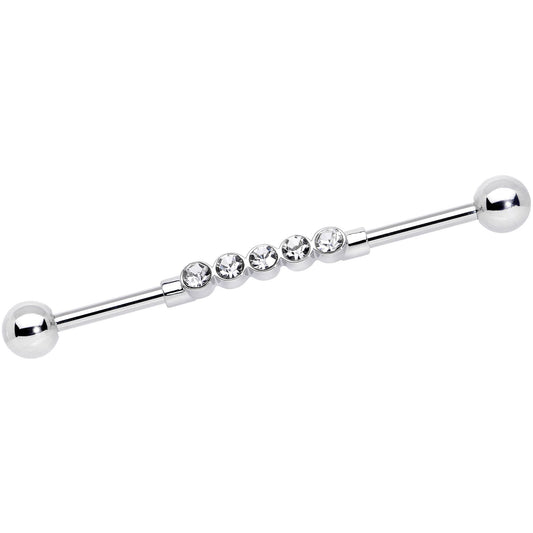 14G Clear CZ Gem Quintuplet Industrial Barbell 38mm