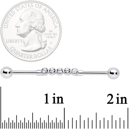 14G Clear CZ Gem Quintuplet Industrial Barbell 38mm