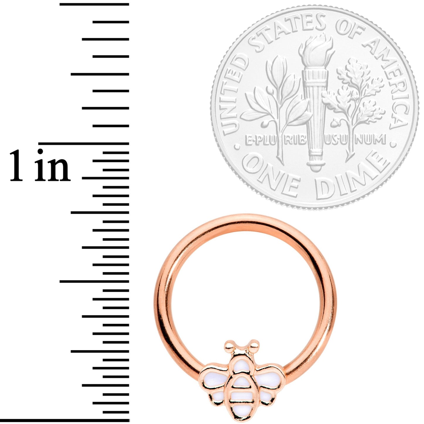 14G 1/2 Rose Gold Tone Bumble Bee BCR Captive Nipple Ring Set