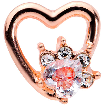 16G 1/4 Clear Gem Rose Gold Tone Hollow Heart Cartilage Tragus